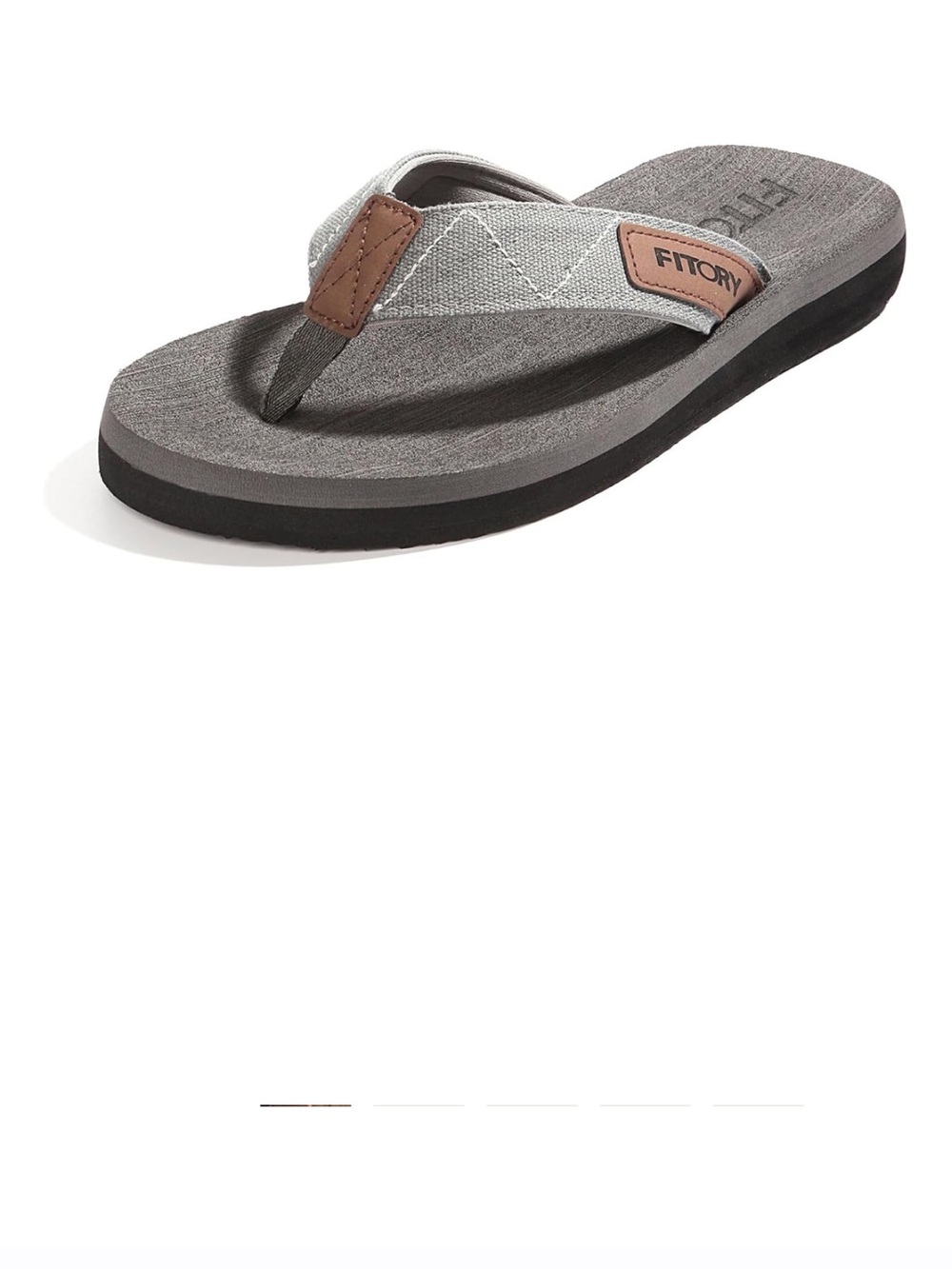 Gray and Brown Canvas Thong Sandals